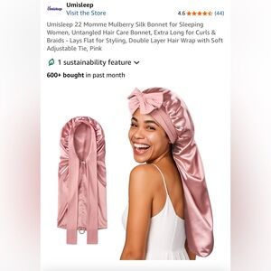 Mulberry Silk Sleeping Bonnet (Mauve Pink)